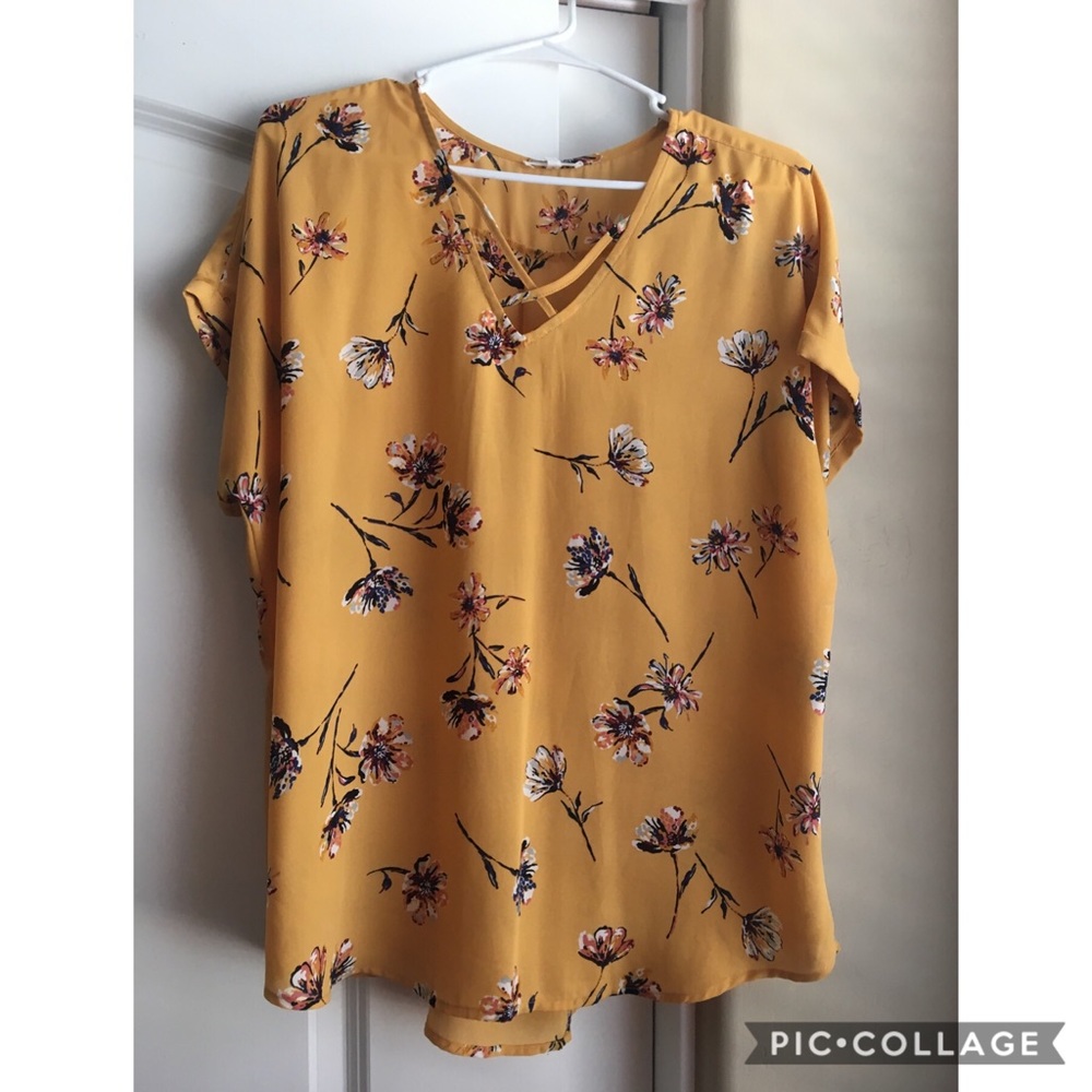 Yellow floral blouse